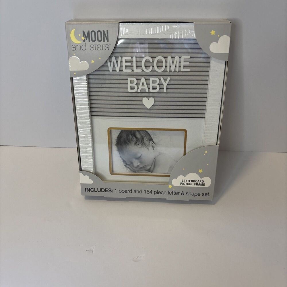 Moon & Stars Letterboard Baby Picture Frame 164 Changeable Letters  Numbers. NIB